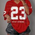 Women American NO.23 Print Lightweight Breathable Mesh fabric V-Neck Short Sleeved T-Shirt Women football Jersey T-Shirt.