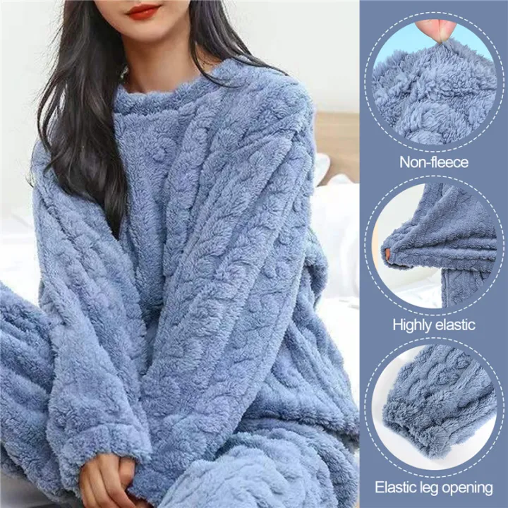 Women's%20pajamas%20set%20Winter%20Coral%20Velvet%20Homewear%20Fluffy%20O-neck%20leisure%20pajamas%20Velvet%20thickened%20two-piece%20loungewear%20set%20-%20Image%206