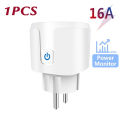QNCX 16A Smart Socket EU WIFI Tuya Plug Smart Home Voice Timer Power Monitor Outlet For Smart Life APP Alexa Google Home Black. 