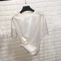 New summer retro style stylish bright silk woman tops shiny loose short sleeve t-shirt sexy club aesthetic harajuku women tshirt. 