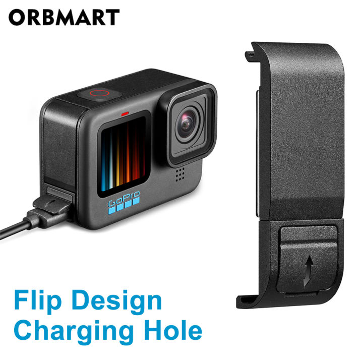 Flip Battery Side Cover for Hero 12 11 10 9 Black Removable Battery Door Lid Charging Case Port for Go Pro 9 Accessories