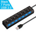 High Speed 4/7 Ports USB HUB 2.0 Adapter Expander Multi USB Splitter Multiple Extender with LED Lamp Switch for PC Laptop. 