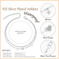 925 Sliver Plated CZ Anklet Bracelets for Women Girl Trendy New Waterproof Heart Charm Dainty Layer Chain Anklets Jewelry .