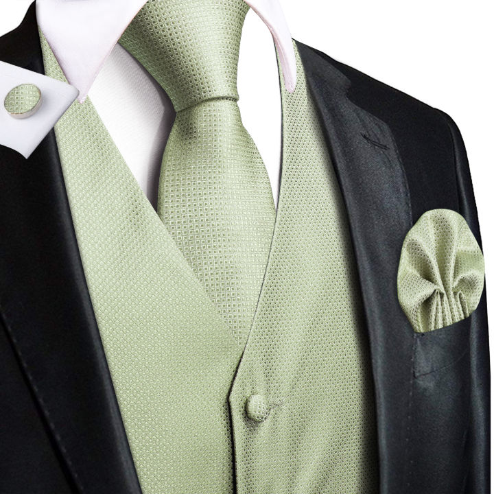Sage%20Green%20Solid%20Floral%20Mens%20Suit%20Vests%204PC%20Woven%20Blue%20Waistcoat%20Tie%20Pocket%20Square%20Cufflinks%20Business%20Wedding%20Dress%20Waist%20Jacket%20-%20Image%204