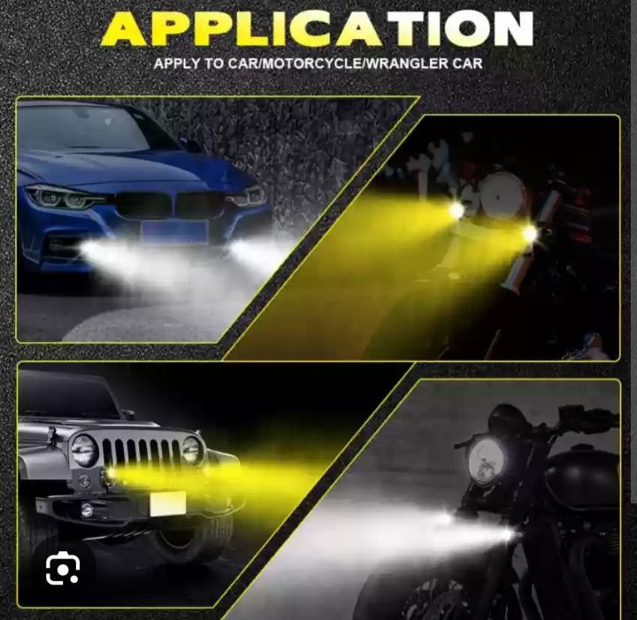 Motorcycle LED HeadLight Spotlights Projector Lens Yellow White Headlight Motorbike LED