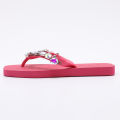 Fuchsia Bling Flip Flops - Iridescent Crystal Decor Summer Beach Sandals.