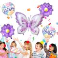 5 Pcs Butterfly Foil Balloons Set Purple Sunflower Set Baby Shower Wedding Romantic Butterfly Theme Birthday Party Decorations.