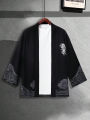RANMARU KIMONO Men's Summer Short-sleeved Printed Shirt Shirt Fashion National Trend Harajuku Retro Cardigan and Clothing.