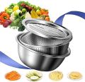 3in1 Multifunctional Stainless Steel Grating Basin thick stainless steel drain basin kitchen/Vagetable Cutter. 