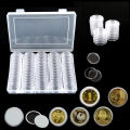 100Pcs Coin Box Clear 30mm Round Coin Cases Storage Capsules Display Cases Protection Organizer Collectibles Gifts Holder. 