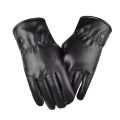 Winter Fashion Black PU Leather Gloves Male Thin Style Driving Leather Men Gloves Non-Slip Full Fingers Palm Touchscreen. 