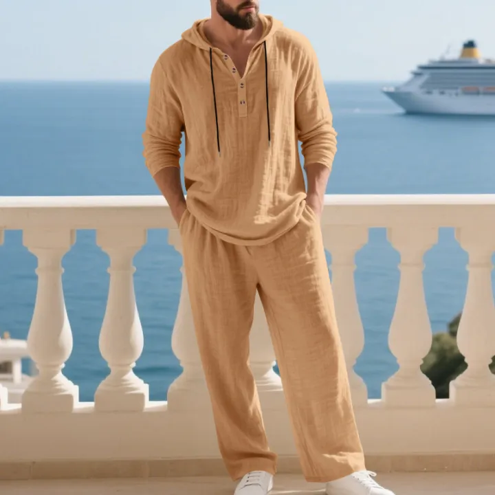 Cross-border%20Autumn%20Linen%20Men's%20Casual%20Suit%20Loose%20Hooded%20Henley%20Shirt%20Long%20Sleeve%20Pants%20Suit%20-%20Image%206