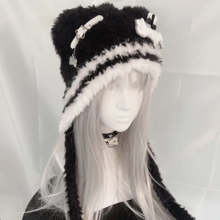 Women%E2%80%99s%20Gothic%20Harajuku%20Punk%20Lolita%20Y2K%20Spicy%20Girls%20Original%20Subculture%20Bear%20Hat%20Cute%20Little%20Bone%20Cross%20Star%20Wings%20Wool%20Hats%20-%20Image%205
