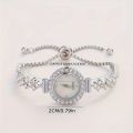 1 piece of elegant women's quartz watch, paired with luxurious rhinestone embellishment - gold simulated bracelet.