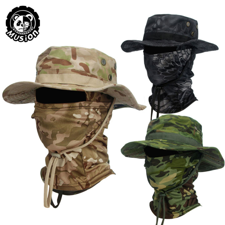 Musion Boonie Hat Balaclava Hat Suit Foldable Hat Sun Protection Fishing Cap Breathable Fisherman Outdoor Hunting Fishing Wide H