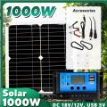 DC 18V Portable Solar Power Charger 1000W Solar Panel Kit With 100A Controller for Bank Battery Camping Car Boat RV Solar Plate.