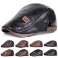 Men Retro Pu Leather Newsboy Caps JAMONT labeling British Painters Hats Spring Autumn Side Adjustable Flat Cap Hip Hop Berets.