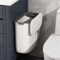 Wall Hanging Dustbin Classical trash bin With Lid Wall Mounted Hanging Trash Bin Litter Holder Cabinet Door Kitchen Bathroom Decorative Trash Can Bin Eco-Friendly Home Decor Garbage Bin Counter Bins Dustbin for office. 