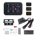 12V LED 6 Gang Switch Panel 600W-1200W Circuit Control Relay System Box Slim Touch Control Panel for Boat Jeep UTV Caravan.