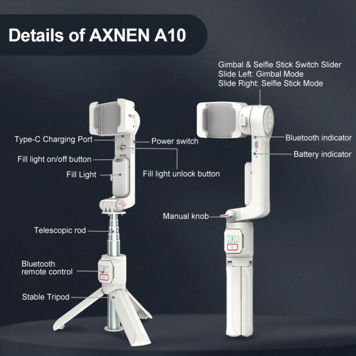 A10%20Gimbal%20Stabilizer%20Selfie%20Stick%20Tripod%20Smartphone%20Handheld%20Gimbal%20with%20Fill%20Light%20Telescopic%20Rod%20Vlog%20Video%20Record%20for%20iPhone%20-%20Image%207