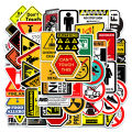 50pcs Funny Warning Stickers Danger Banning Sign Viny Decal Car Scooter Motorcycle Suitcase Violation Sticker Classic Toy. 