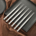 5 Pairs Chinese Metal Chopsticks Household High Temperature Sterilizable Non-slip Stainless Steel Chopsticks Kitchen Accessories.