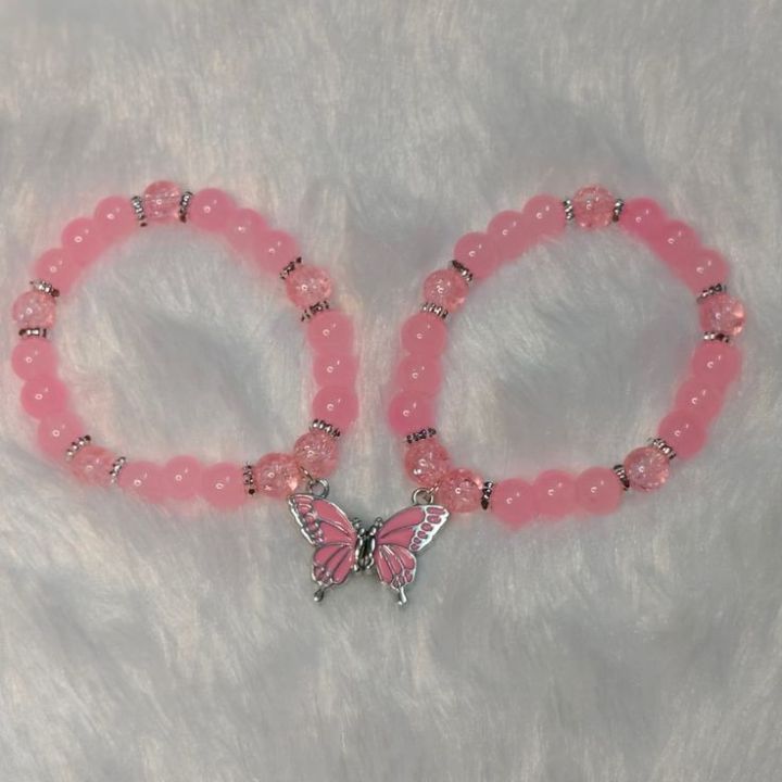 Beautiful%20pink%20and%20white%20butterfly%20charm%20bracelet%20Glass%20beads%20friendship%20bracelet%20for%20couples,%20best%20friends,%20girls%20-%20Image%204