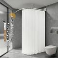 Foldable Magnetic Shower Curtain Waterproof Privacy Bathroom Curtain for Home Apartment Hotel Stylish Decor.