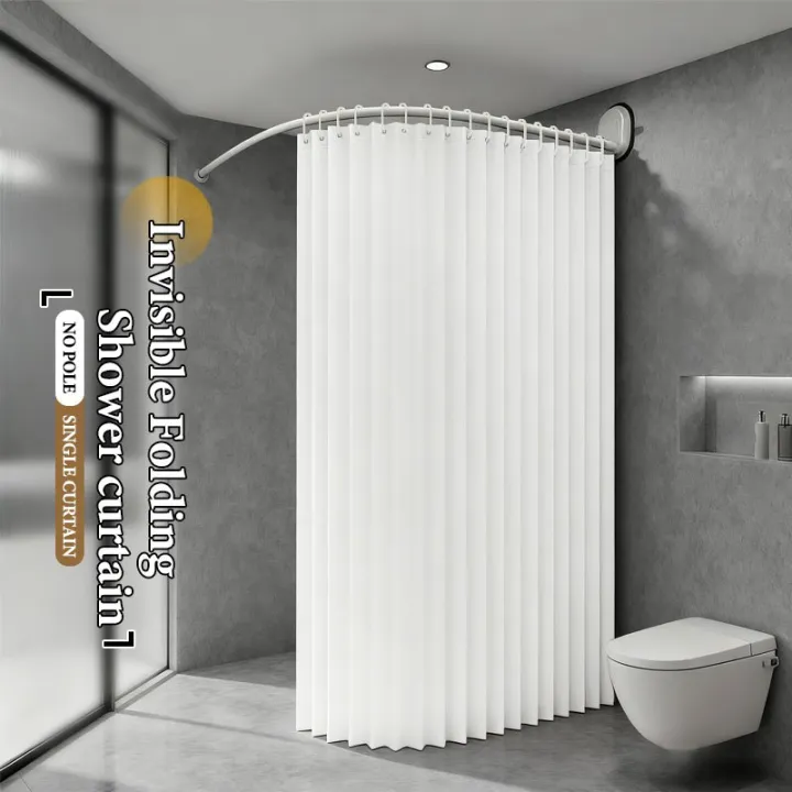Foldable%20Magnetic%20Shower%20Curtain%20Waterproof%20Privacy%20Bathroom%20Curtain%20for%20Home%20Apartment%20Hotel%20Stylish%20Decor%20-%20Image%204