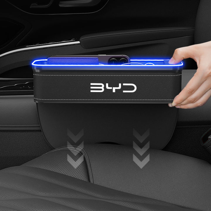 Car Seat Crevice Storage Box Organizer, With USB Charging Port LED ...