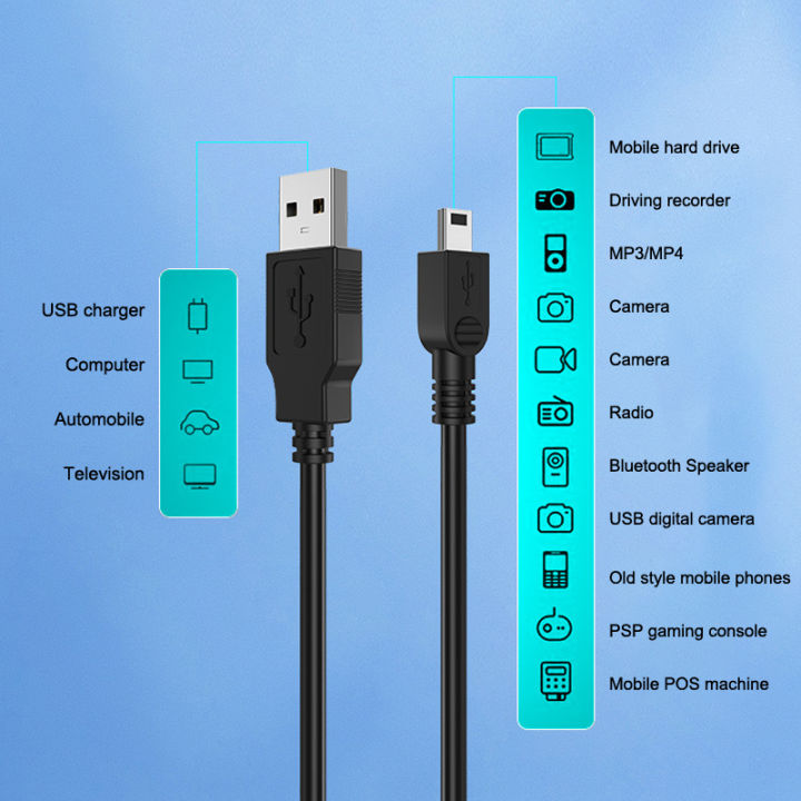 5YOA%200.8M%20USB%20Cable%202.0A%20Male%20to%20Mini%20B%205%20Pin%205P%20T%20Port%20MiniUSB%20for%20Devices%20MP3%20MP4%20Camera%20Mobile%20Phone%20HardDisk%20Computer%20-%20Image%204