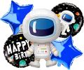 Birthday Space Decorations Foil Golden Balloon Pack of 5 Set For Astronaut Theme Kids Party Prince Kids Foil Balloon Item…. 