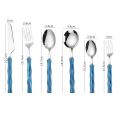 1Pc Green Imitation Bamboo Handle Knife Fork Spoon Dinnerware Cutlery Set  Kitchen Flatware 304 Stainless Steel Tableware Set. 