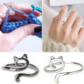 Adjustable Size Yarn Ring Cat Ears Crochet Ring Beginner Knitting Crocheting Loop Thread Wrapped Rings Tension Regulator Tool. 