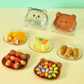 1 Pc Lovely Bear Food Storage Tray Dried Fruit Snack Plate Appetizer Serving Platter For Party Candy Pastry Nuts Dish.