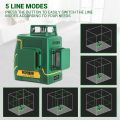 Laser Level 3D & 3 x 360°, Line Laser Green POPOMAN, USB Rechargeable, Self Leveling and Pulse Mode, Magnetic Pivoting Base, Auxiliary Supporting Bracket, Carrying Case Include - MTM350B. 