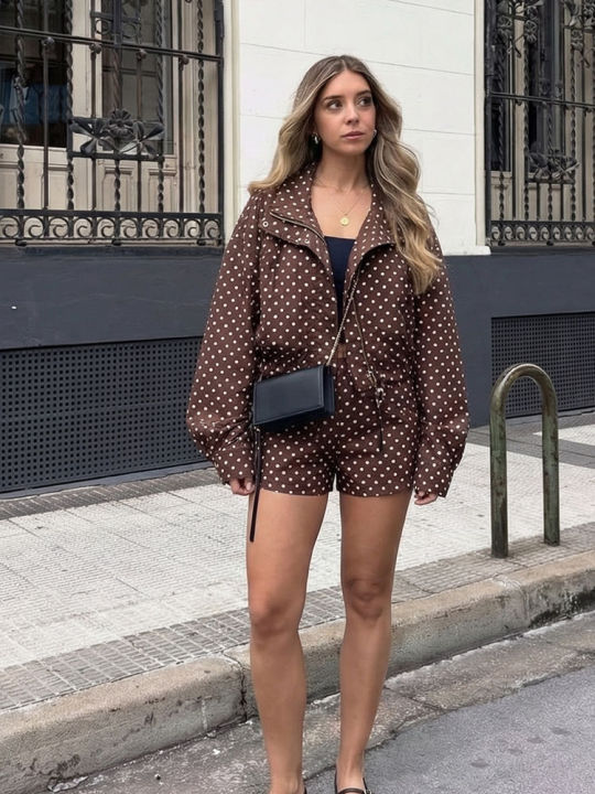 HH%20Women%20Fashion%20Polka%20Dot%20Coat%20Shorts%20Set%20Turtleneck%20Long%20Sleeve%20Zipper%20Jackets%20Slim%20Shorts%20Elegant%20Woman%20High%20Street%20Outfits%20-%20Image%202