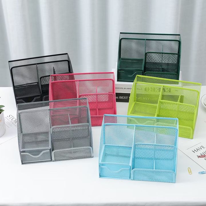 Multi-Functional-6-Storage-Drawer-Mesh-Metal-XL-Desk-Organizer-Pen-Holder-Stationery-Container-Box-Office-School-Supplies