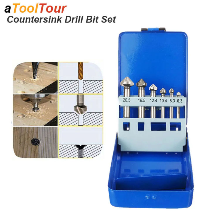 Countersink Drill Bit Set Chamfer Bore Tool For Metal Wood 3 Flute 90 ...