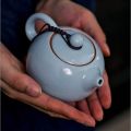 Ge Kiln Ceramic Tea Pot and Tea Cup Handmade Chinese Style Ice Crack Teapot Teacup Household Kung Fu Tea Set Chinese Tea Set. 