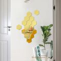 12PCS/Lot Geometric Solid Hexagonal Mirror Wall Stickers DIY With Built-in Adhesive and Removable Home Decoration. 