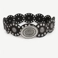1pc Vintage Style Women'S Faux PU Belt with Oval Rivet Buckle Waistband Vintage Personalized Belts.