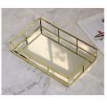 Gold Metal Glass Tray,Makeup Organizer,Vanity Tray, Gold Jewelry Tray,Cosmetics Organizer. 