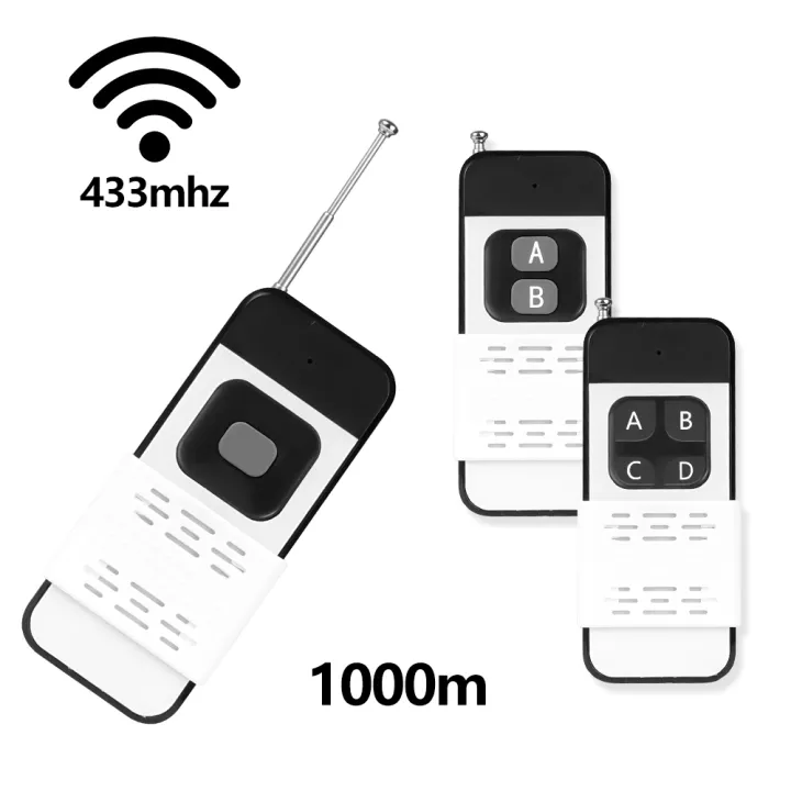 433Mhz Wireless Remote Control 1 2 4 Keys 1527 Learning Code 1000M RF ...
