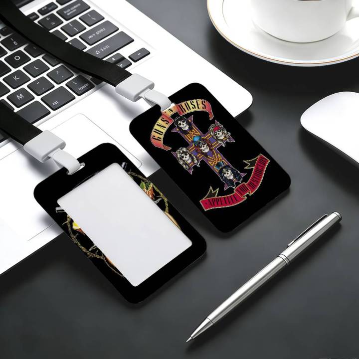 G- Band R-rosess Black Nylon Lanyard Card Holder Set ID Preventing Loss ...