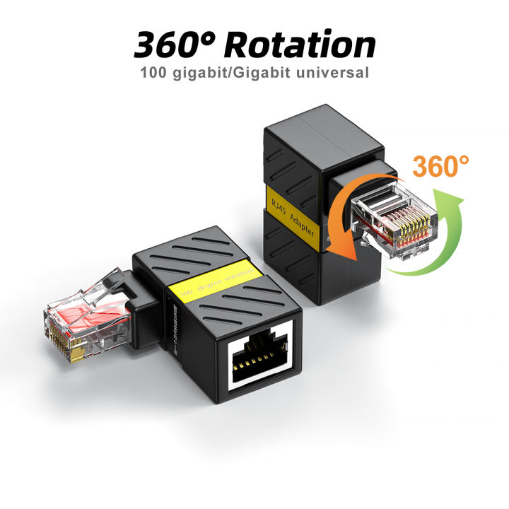 360 Rotate RJ45 Male To Female Converter 90 Degree Extension Adapter ...
