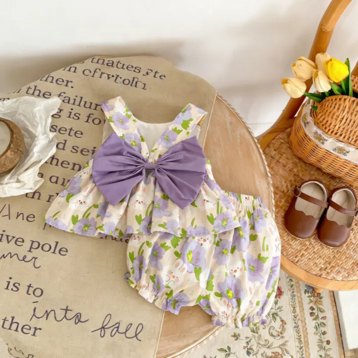 Baby%20Girl%20Set%20Summer%20Full%20Print%20Flower%20Top%20Shorts%20Children's%20Clothing%20Cute%20Beach%20Baby%20Set%20-%20Image%202