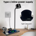 Multifunctional Led Desk Lamp with Bluetooth Audio Electronic Clock Wireless Charging, Knob Control Three Color Reading Lighting. 