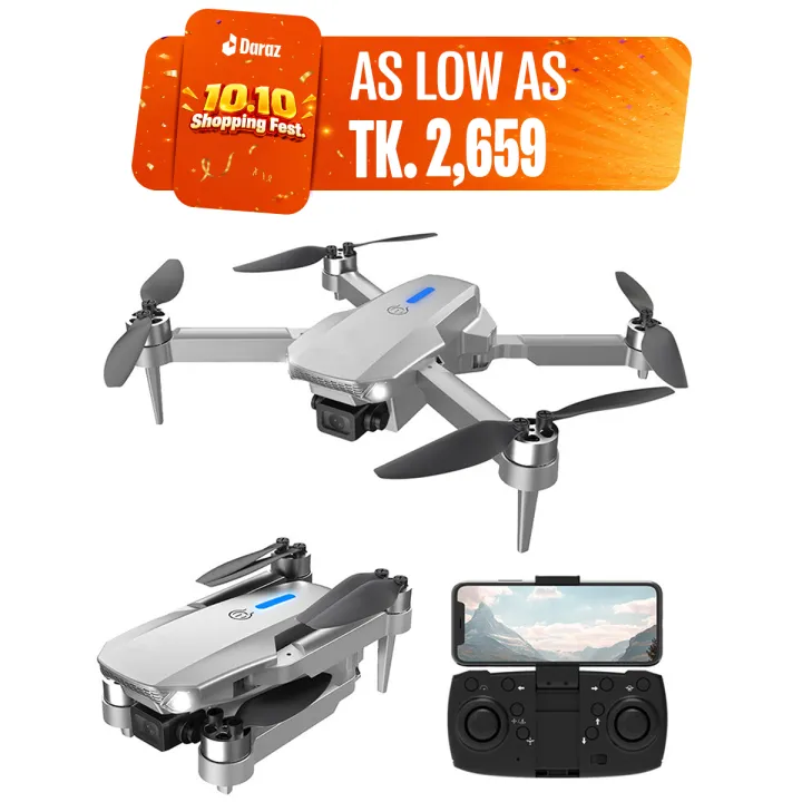 FLH- Mini 2 Drone, Duel Camera , Duel Battery Brashless Intelligent Following UAV Dron Headless Mode Optical Flow Hover Professional FPV RC Drones E88
