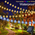 20/50/100 LED Solar String Lights, Warm White, Outdoor Crystal Globe Lights, Waterproof Solar Festoon Fairy Light For Garden. 